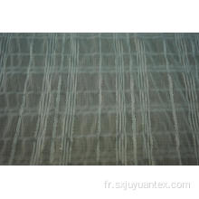 Tissu en mousseline de soie en polyester froissé argenté à rayures lurex